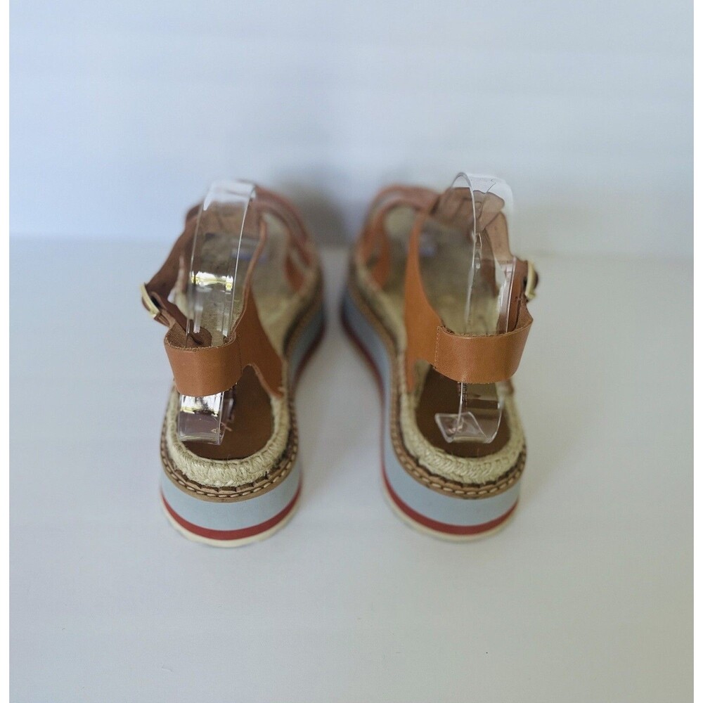 Anthropologie Women Sporty Platform Leather Tan Espadrille Sandals Shoes Size 40 - Picture 7 of 13